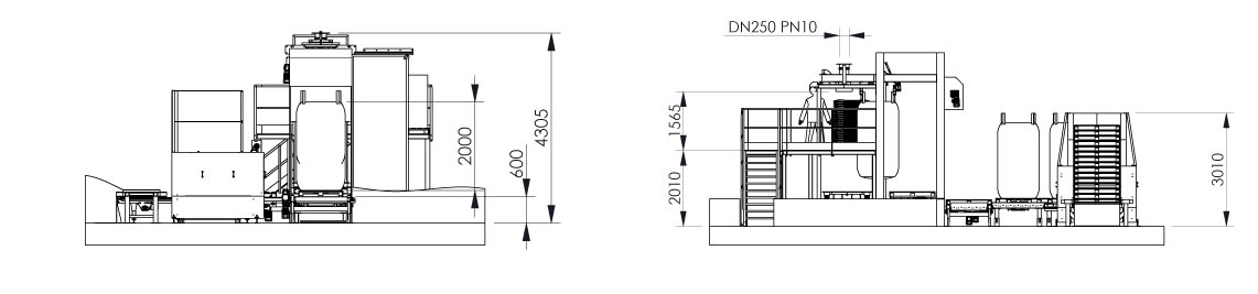 plano y dimensiones - línea de llenado de súper sacos  - Fmowmatic 10 - Palamatic Process