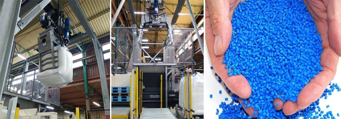 Sistema automatizado de aspiración de big bags para la industria del plástico