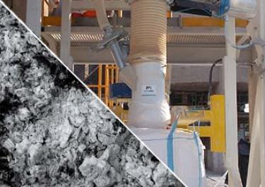 Carga de big bags de cenizas volantes en la industria de la construcción