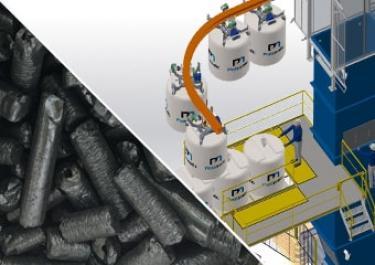 Vaciado semiautomático de big bags de carbón Vaciado semiautomático de big bags de carbón