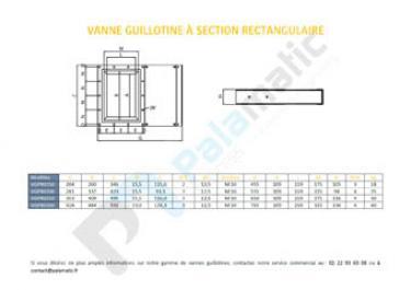 plano de válvula de guillotina sección rectangular