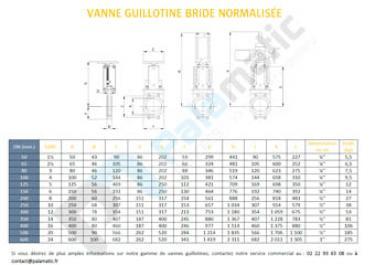 Plan vanne guillotine bride normalisée