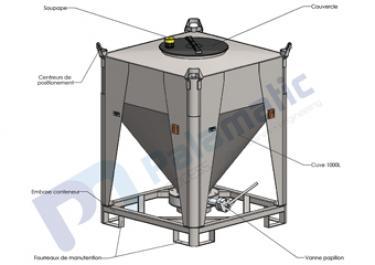 plano de contenedor en acero inoxidable