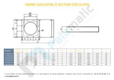 plano de válvula guillotina sección circular 