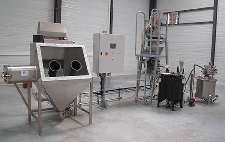 Cyclone de transfert pneumatique sur installation de vidange de sacs